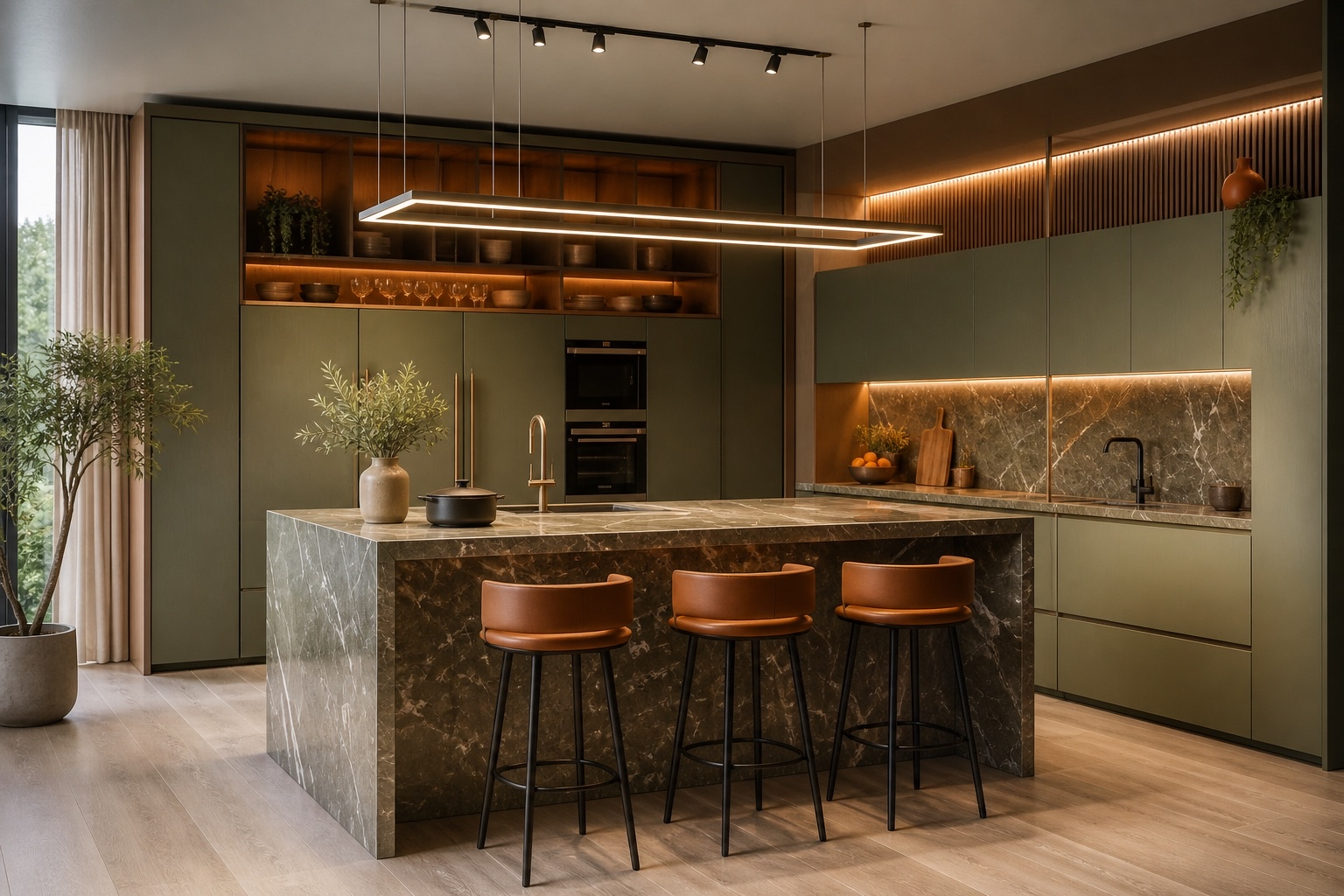 Luxury Kitchen with Marble Island